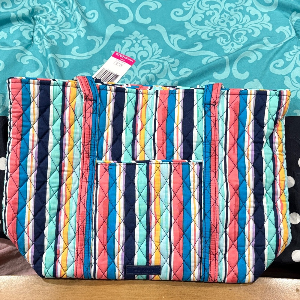 Vera Bradley small vera tote in cabana stripe